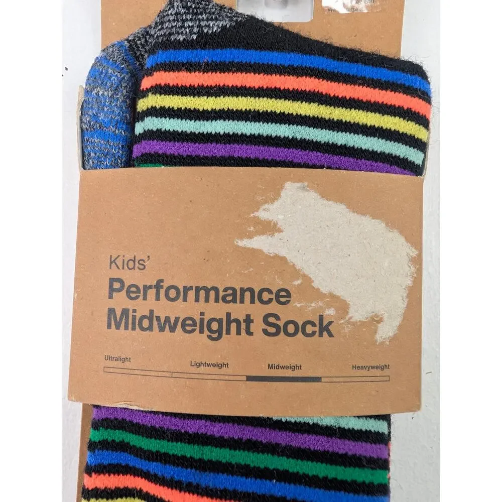 Burton Kids Performance Midweight Socks - M/L (2-4) Multicolor Stripe Black